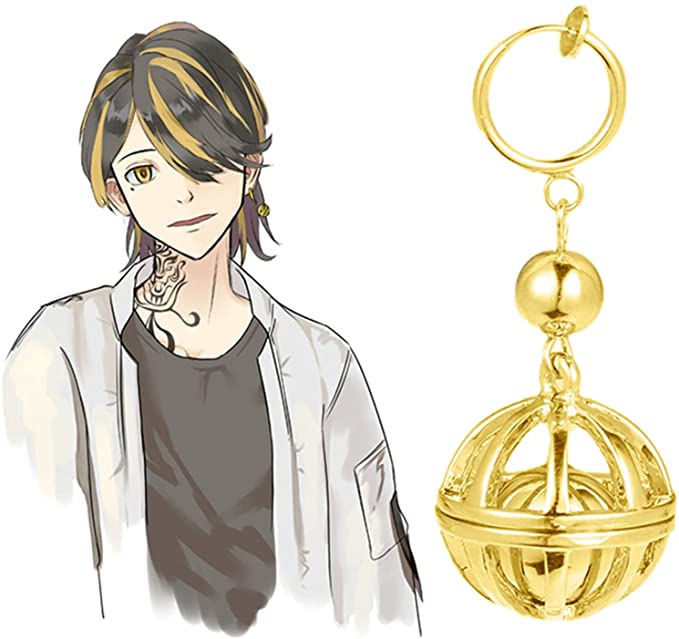Tokyo Revengers Kazutora Hanemiya Single Earring Golden, Anime Drop Dangle Earring - Imagen 4