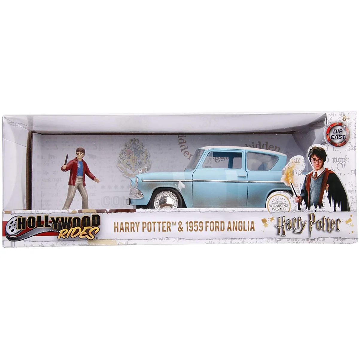 Jada Toys 1:24 Harry Potter and 1959 Ford Anglia Die-Cast Vehicle, Rusty Blue - Imagen 2